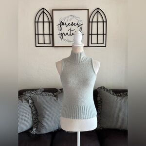 Zara Alpaca Blend Sleeveless Turtleneck Sweater Size S In Grey/Sage Cozy Winter